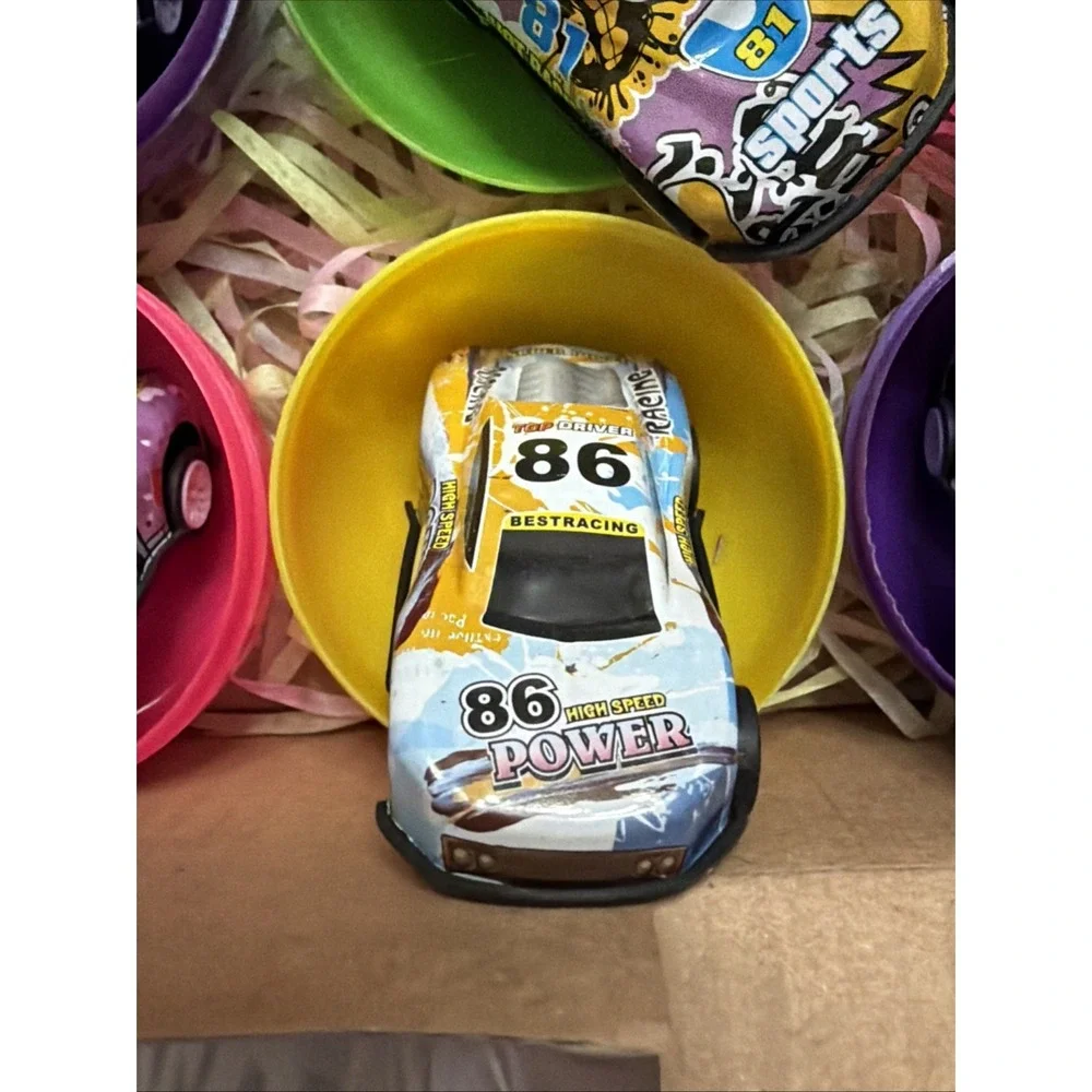 HiDreamy 12 Pack Pre-Filled Easter Eggs with Die-Cast Racing Cars Party Favors
